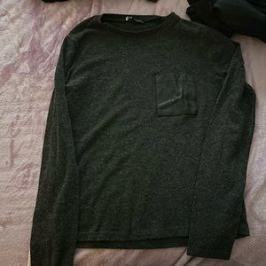 Zara Long Sleeve Sweater with leather pocket